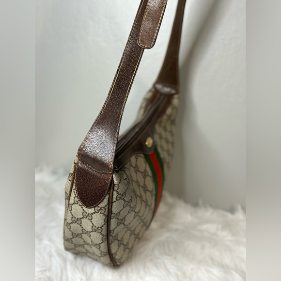 Vintage Gucci | Sherry Web Crescent Half Moon Shoulder Bag - Picture 5 of 16
